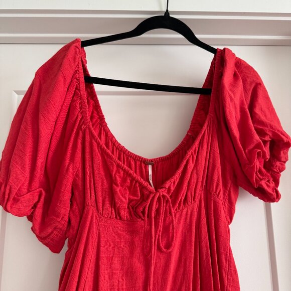 Free People Caribbean Red Maxi Dress – Size Small (Runs Large), Milkmaid Style - Picture 2 of 6